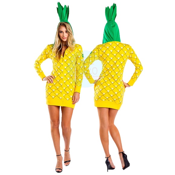 Tipsy Elves Pineapple Jacket / Mini Dress Costume - Picture 1 of 14